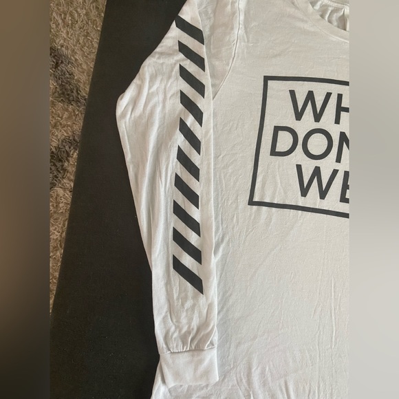 Why Don’t We, full sleeve t-shirt. White. Black details on sleeves. NEVER WORN! - Picture 2 of 3